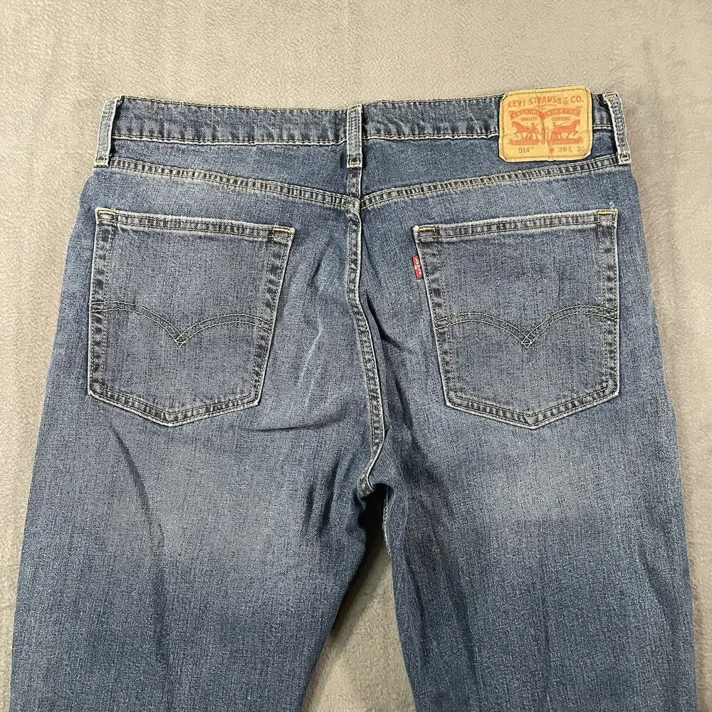 Levi’s 514 Men’s Jeans W36 L30 Blue Straight Fit Denim Medium Wash